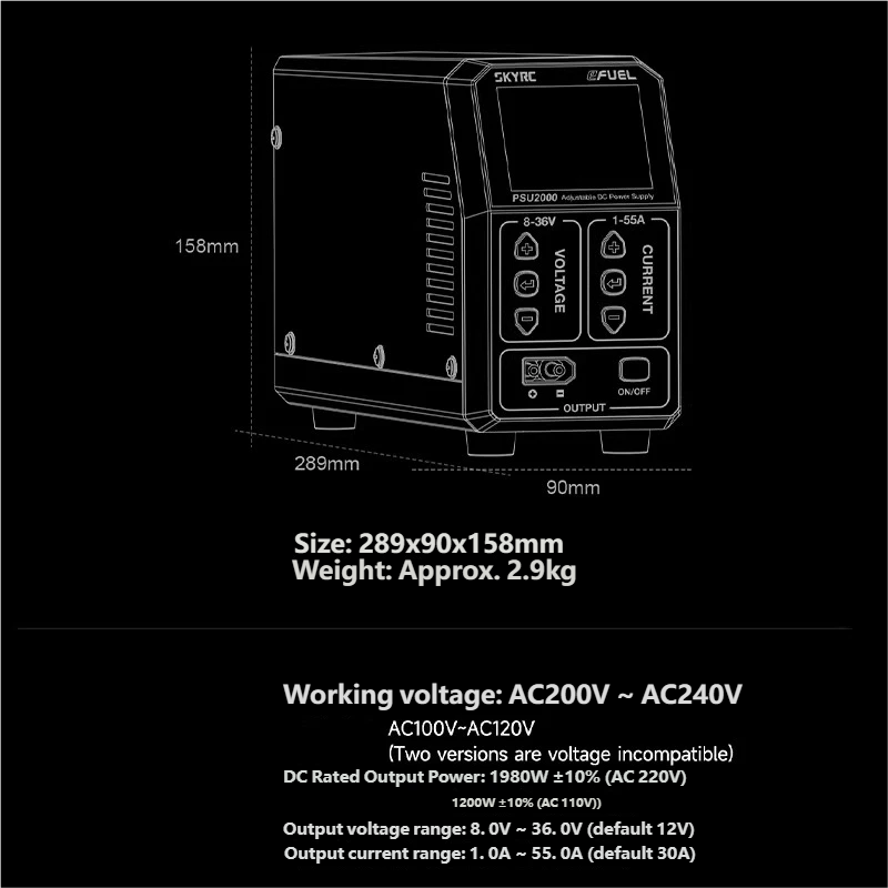 SKYRC PSU2000 1980W Adjustable - Drone Battery recension och pris